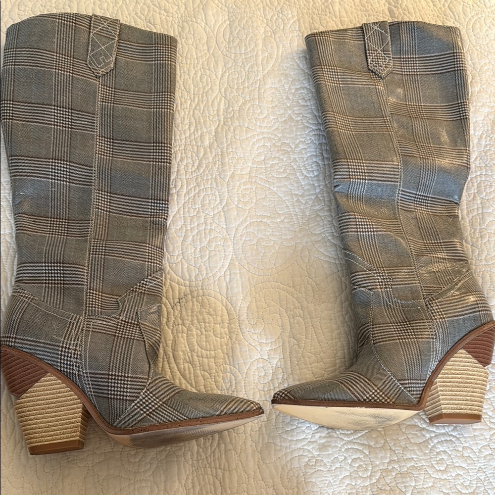 Plaid Knee-High Women's Boots